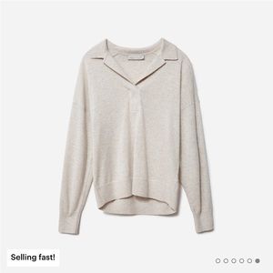 Everlane Cashmere Polo in Oatmeal, size XL